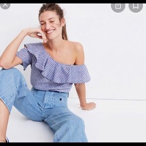 EUC Madewell one shoulder ruffle top